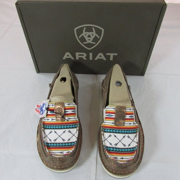 Ariat Women's Cruiser Aztec Arrow Slip On Moccasin Loafer Shoe Rose Gold 1004691 - Picture 2 of 4